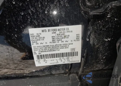 2022 Ford Explorer Timberline z USA, uszkodzony, nr VIN 1FMSK8JH5NGB07741